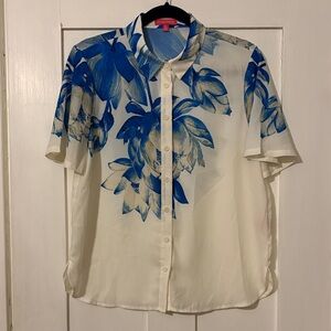 Flying Tomato Blue and White Floral Shirt